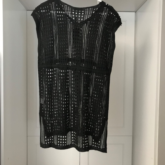 Al’Mage Women’s Crochet Knit Black Swimsuit Coverup Dress NWT Size M - Picture 2 of 7